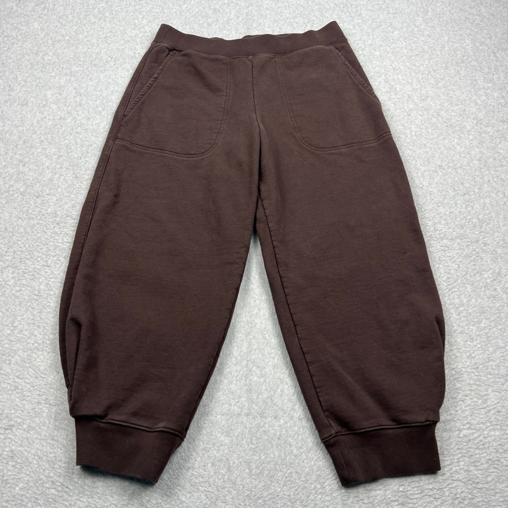 Tibi Calder Sweatpants Women Large Brown Barrel Leg French Terry Pants